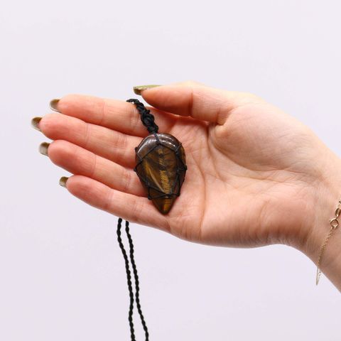 Tigereye Laced Gemstone Teardrop Pendant