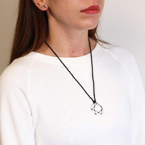 White Howlite Laced Gemstone Hexagon Pendant