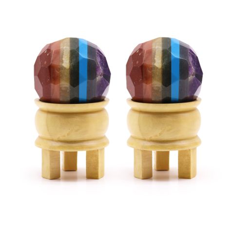 Seven Chakra Gemstone Faceted Healing Ball & Stand