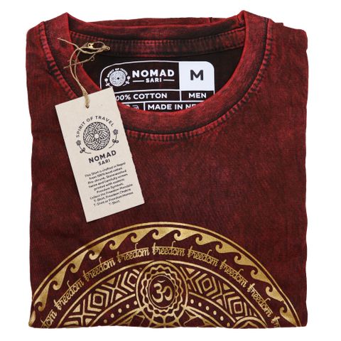 Chakra Maroon Stone Washed T-Shirt  Medium