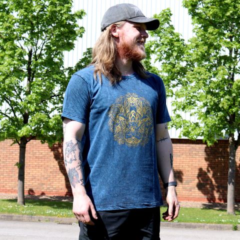 Hamsa Blue Stone Washed T-Shirt  X Large