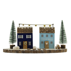 Wooden Double Snowy House Christmas Ornament | 25cm