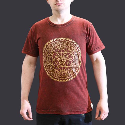 Chakra Maroon Stone Washed T-Shirt | Small