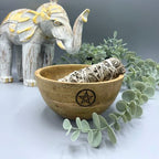 Pentagram Wooden Ritual Bowl — 13×7cm