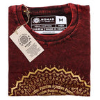 Mandala Stone Washed T-Shirt- Maroon - Medium