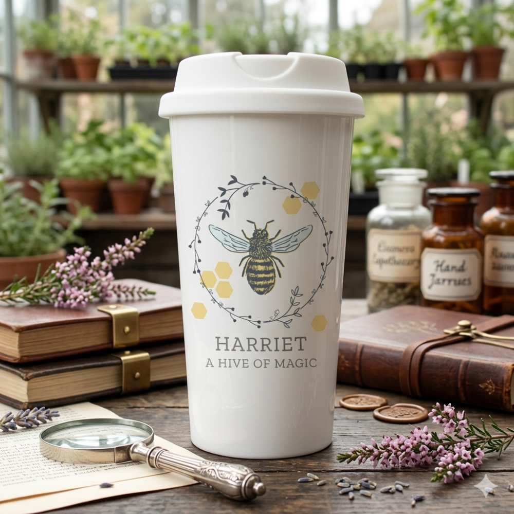 Personalised Bee Double Walled Insulated Travel Cup 380ml