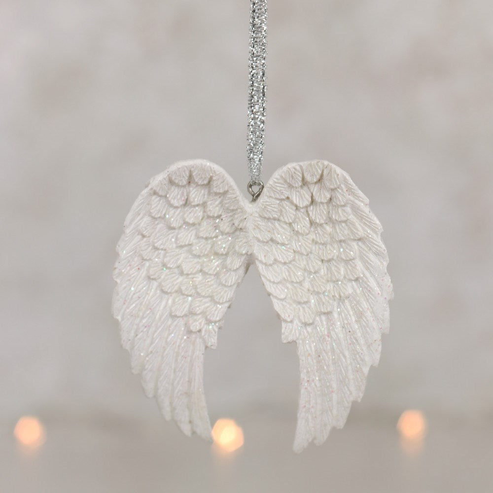 Eleanoras Double Glitter Angel Wing Hanging Decoration 
