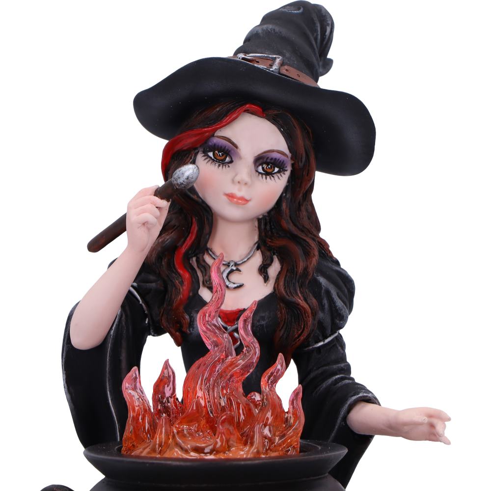 Althea Witch Figurine with Flame Cauldron