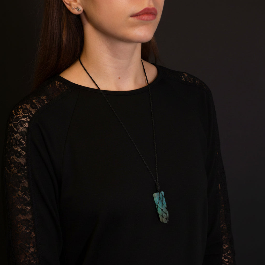 Amazonite Laced Gemstone Flat Point Pendant