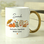 Mabon Autumn Mug with Gold Handle | Personalised