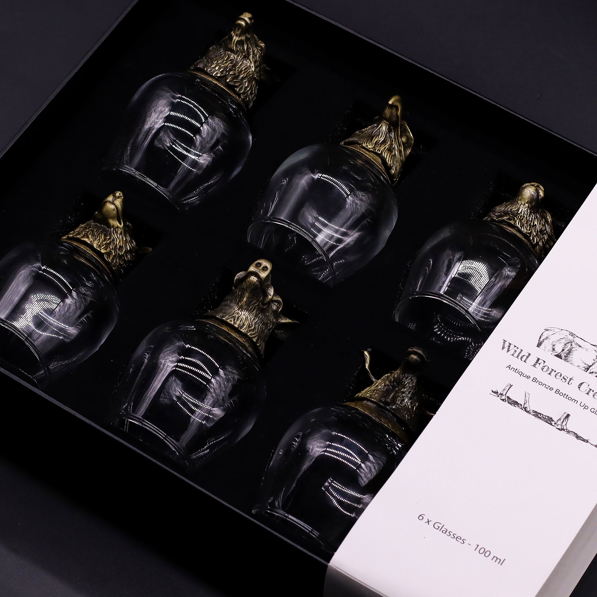 Mystical Creatures Antique Bronze Gift Set of 6 Glasses