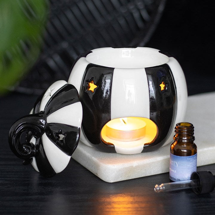 Eleanoras Black and White Striped Pumpkin Oil Burner Oil Burners