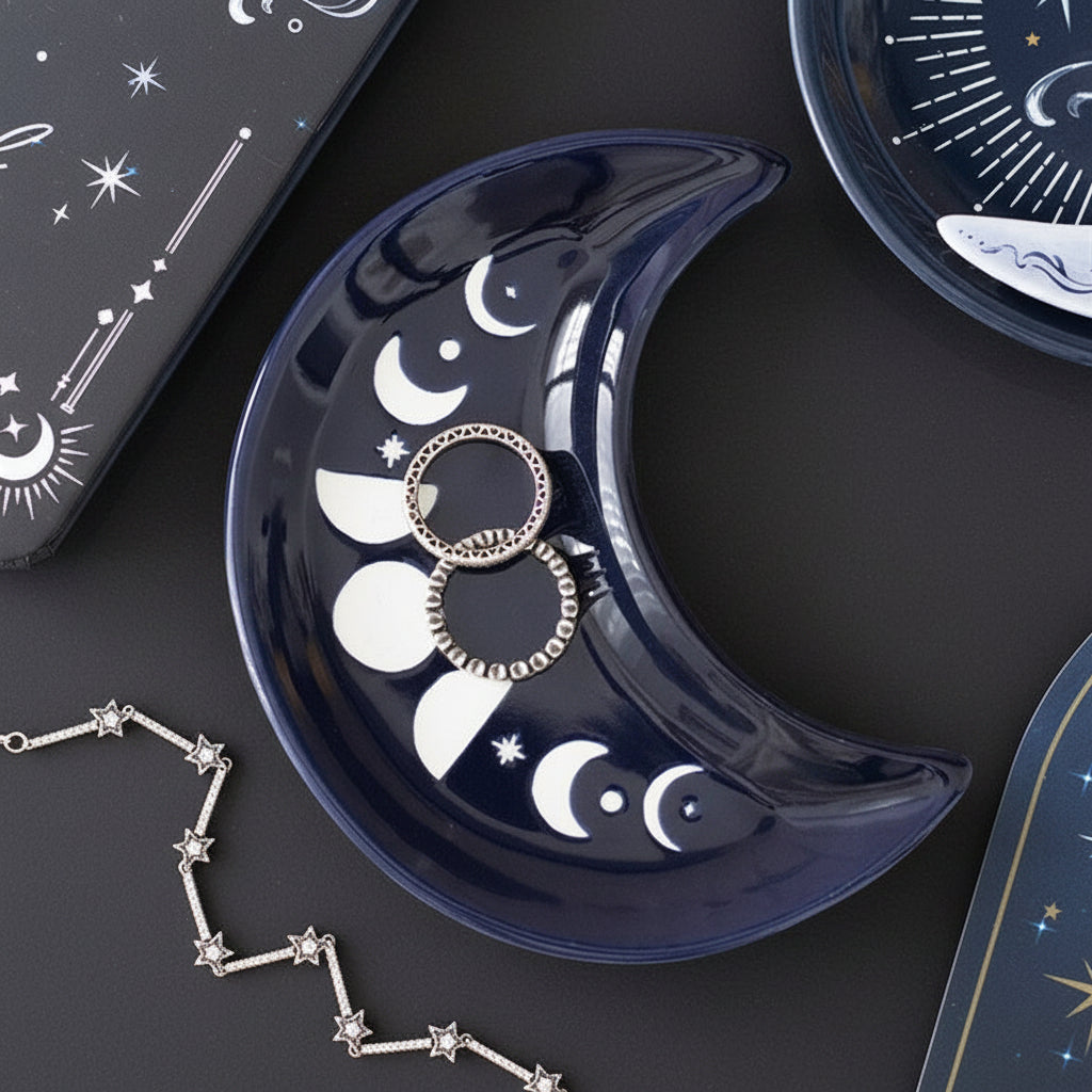 Blue Moon Phase Crescent Moon Trinket Dish