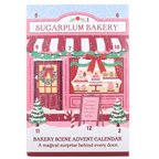 Advent calendar with a bakery scene design, featuring 'Sugarplum Bakery'.