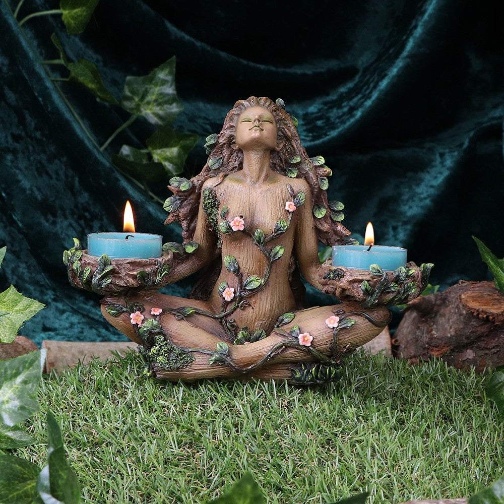 Balance of Nature Female Tree Spirit Tealight Holder | Forest Goddess Candle Holder