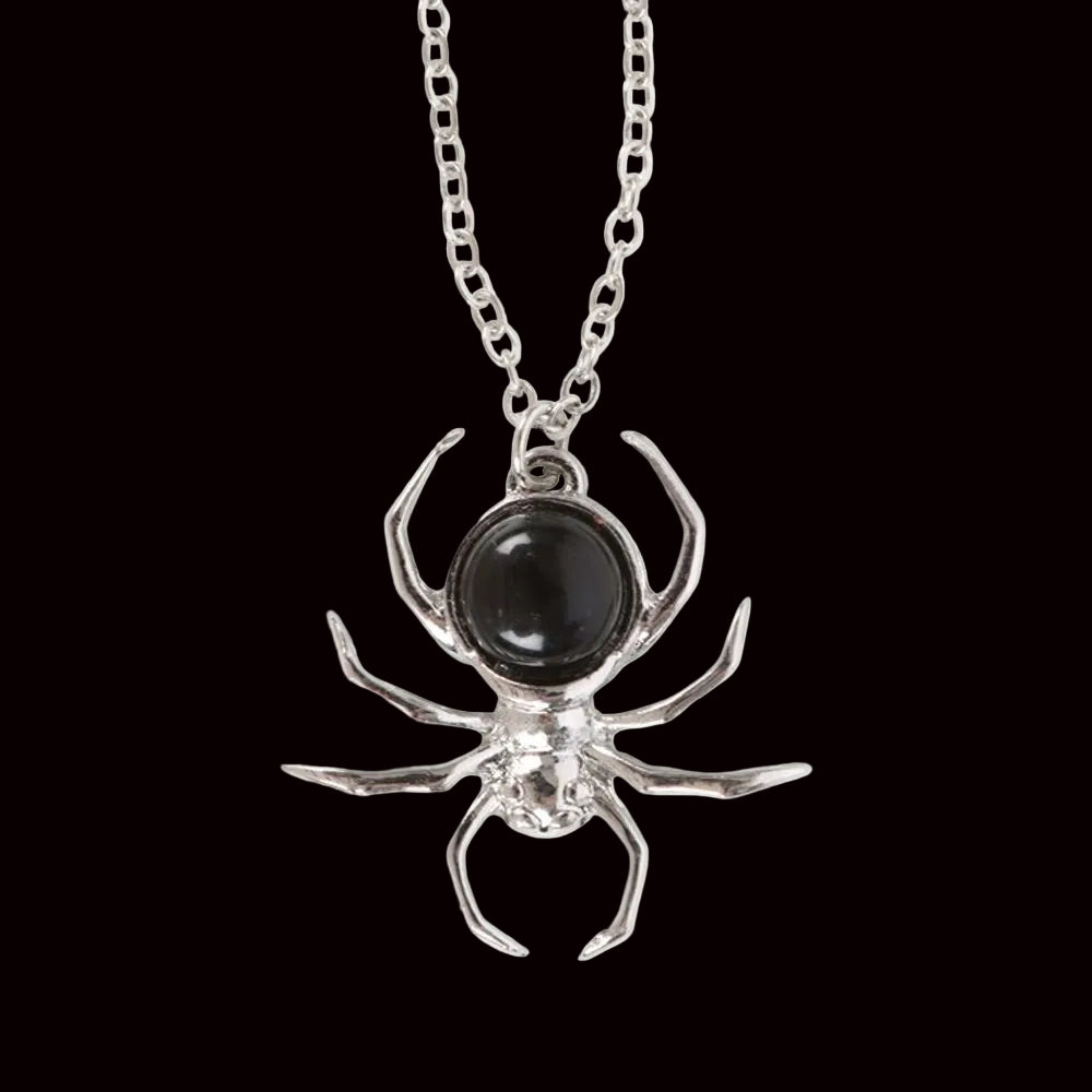 Black Obsidian Spider Pendant e 