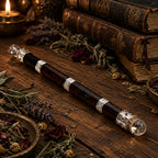 Bloodroot Sovereign Wand — Extra Long Fancy Jasper with Crystal Ball Top