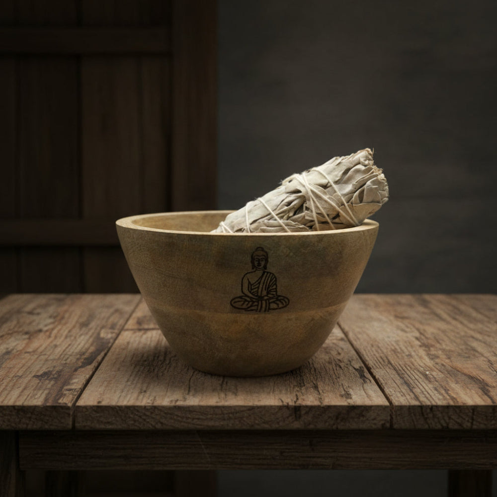 Buddha Wooden Ritual Bowl — 11×7cm