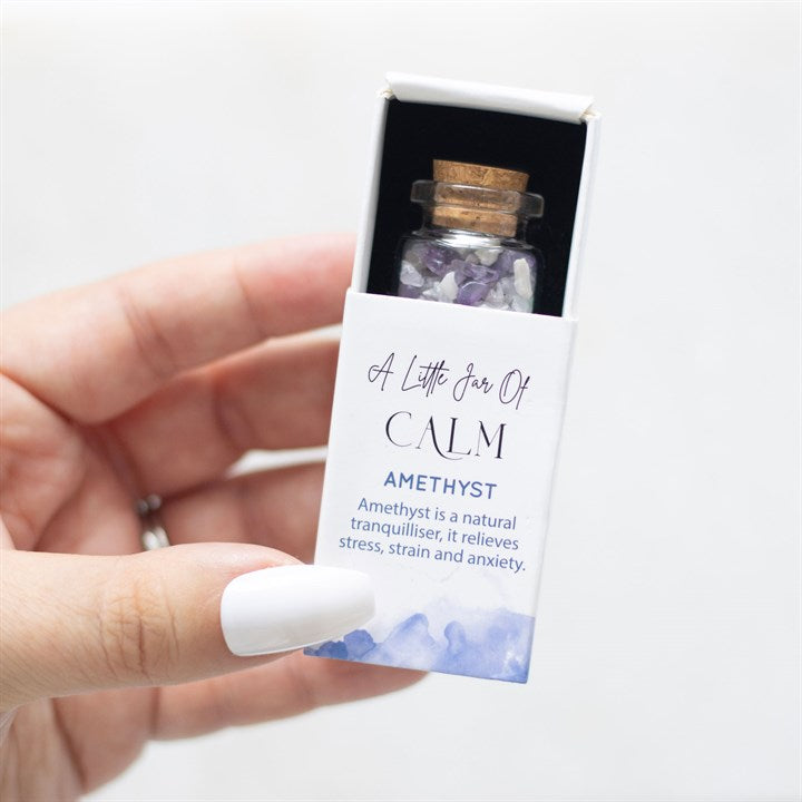 Jar Of Calm Amethyst Crystal In A Matchbox