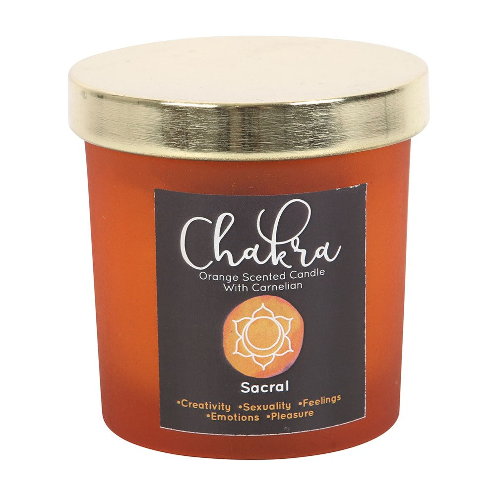 Eleanoras SACRAL CHAKRA ORANGE CRYSTAL CHIP CANDLE Candles
