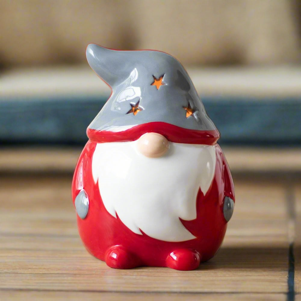 Eleanoras Red & Grey Gonk Tealight Holder Candle Holders
