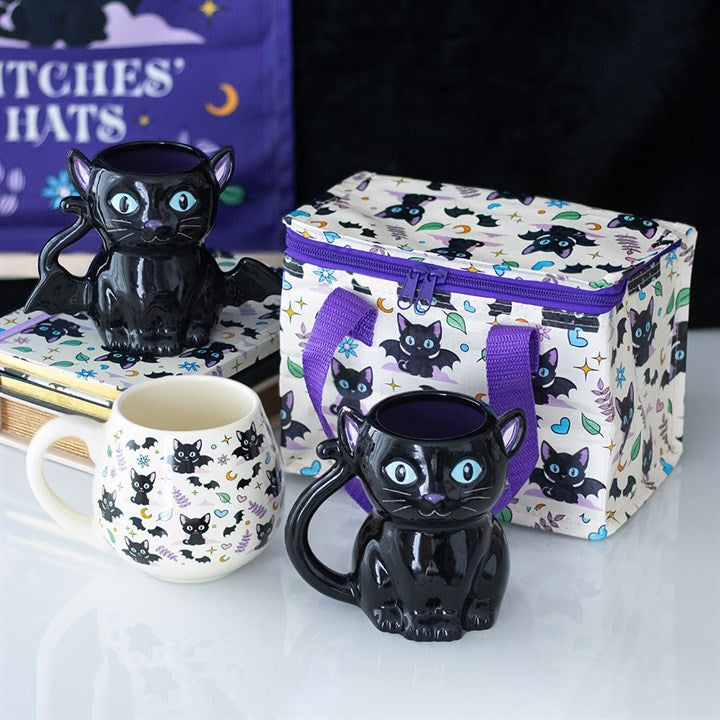 Eleanoras Cute and Creepy Cat Print Lunch Bag Lunch Bags & Boxes