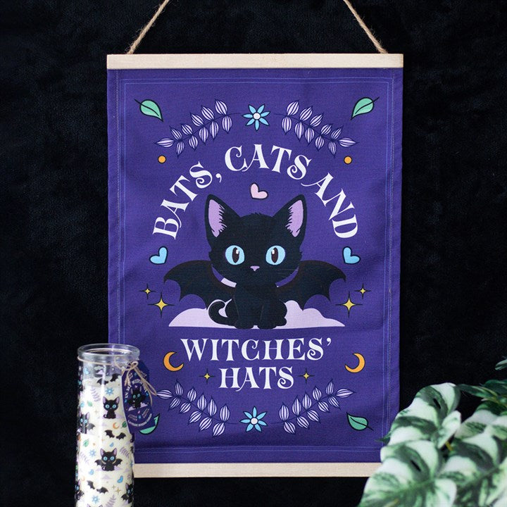 Eleanoras Bats, Cats and Witches Hats Fabric Wall Hanging Wall Hangings