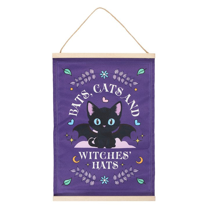 Eleanoras Bats, Cats and Witches Hats Fabric Wall Hanging Wall Hangings