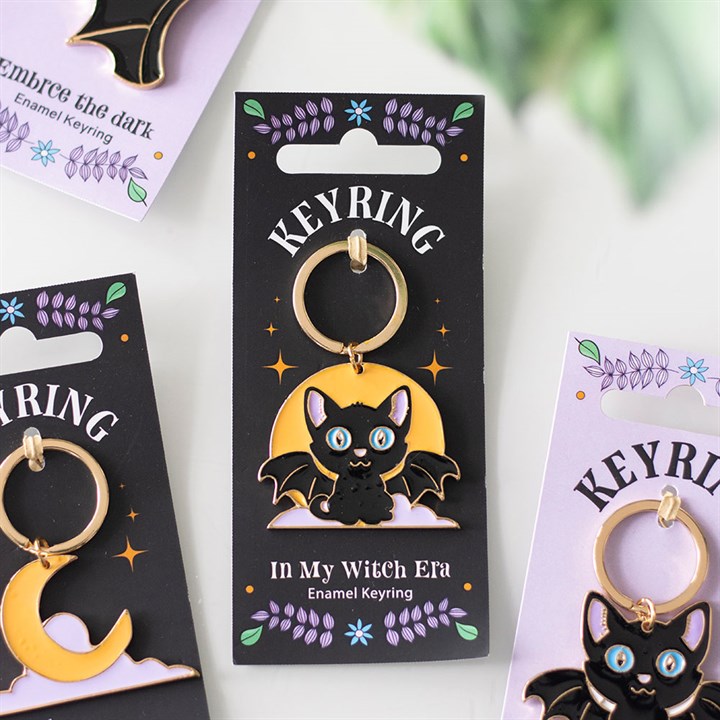 Eleanoras In My Witch Era Cat and Moon Enamel Keyring Keyrings