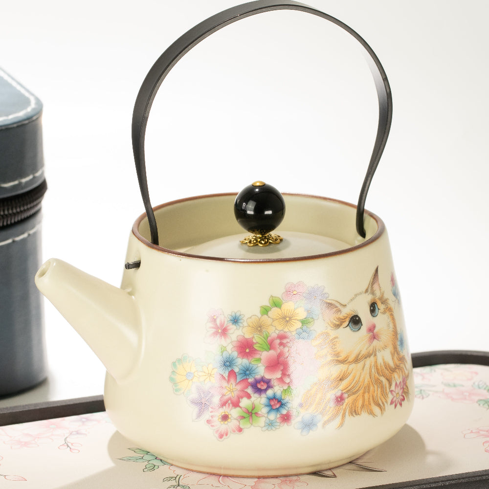 Cat Lover Travel Teapot Set | With Two Cups