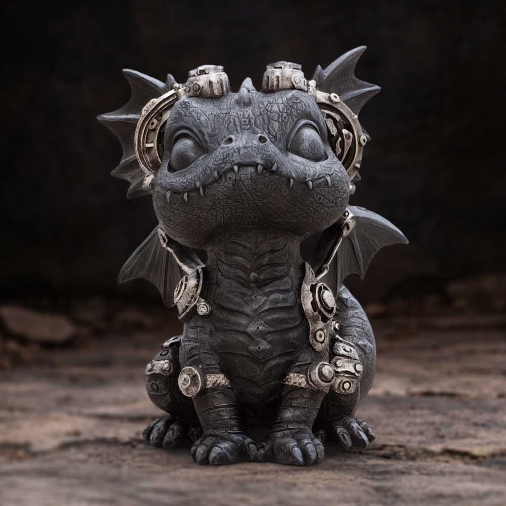 Coglet Black Steampunk Dragon Figurine 17.7cm