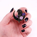 Moon Flower Crow Brooch