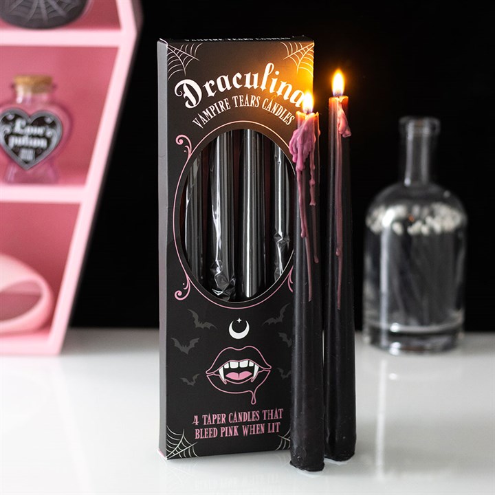 Eleanoras Set of 4 Pink Vampire Tears Taper Candles Candles