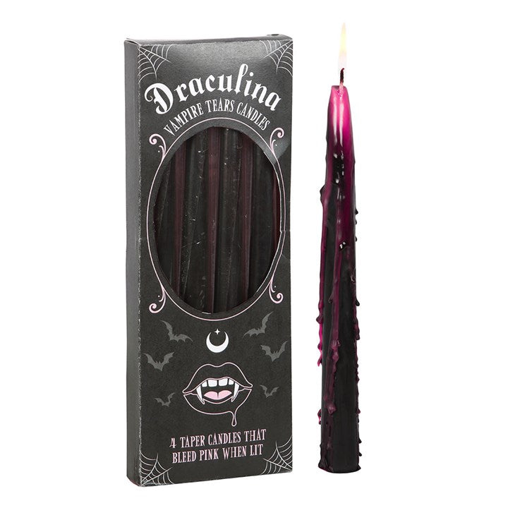 Eleanoras Set of 4 Pink Vampire Tears Taper Candles Candles