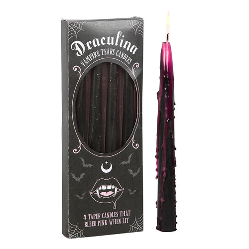 Eleanoras Set of 4 Pink Vampire Tears Taper Candles Candles