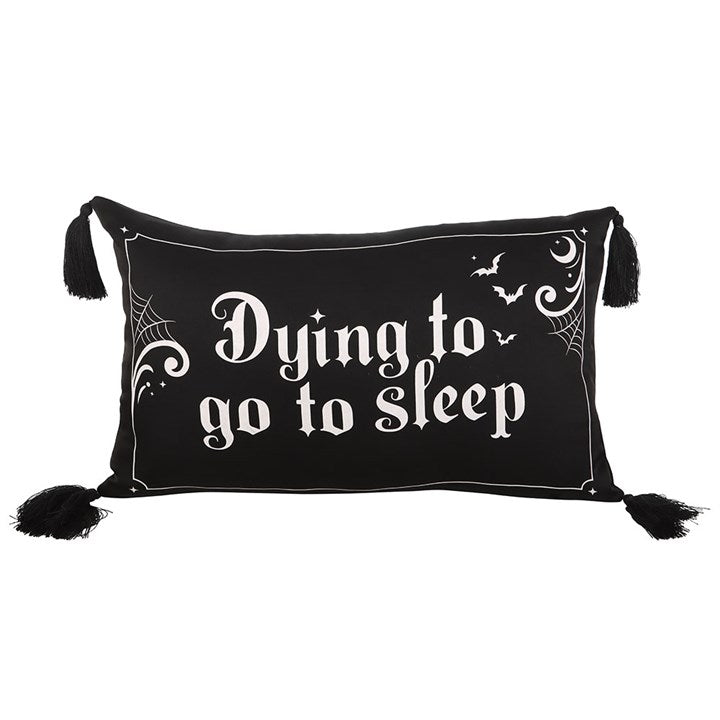 Eleanoras Dying to Go to Sleep Satin Cushion Cushions & Covers