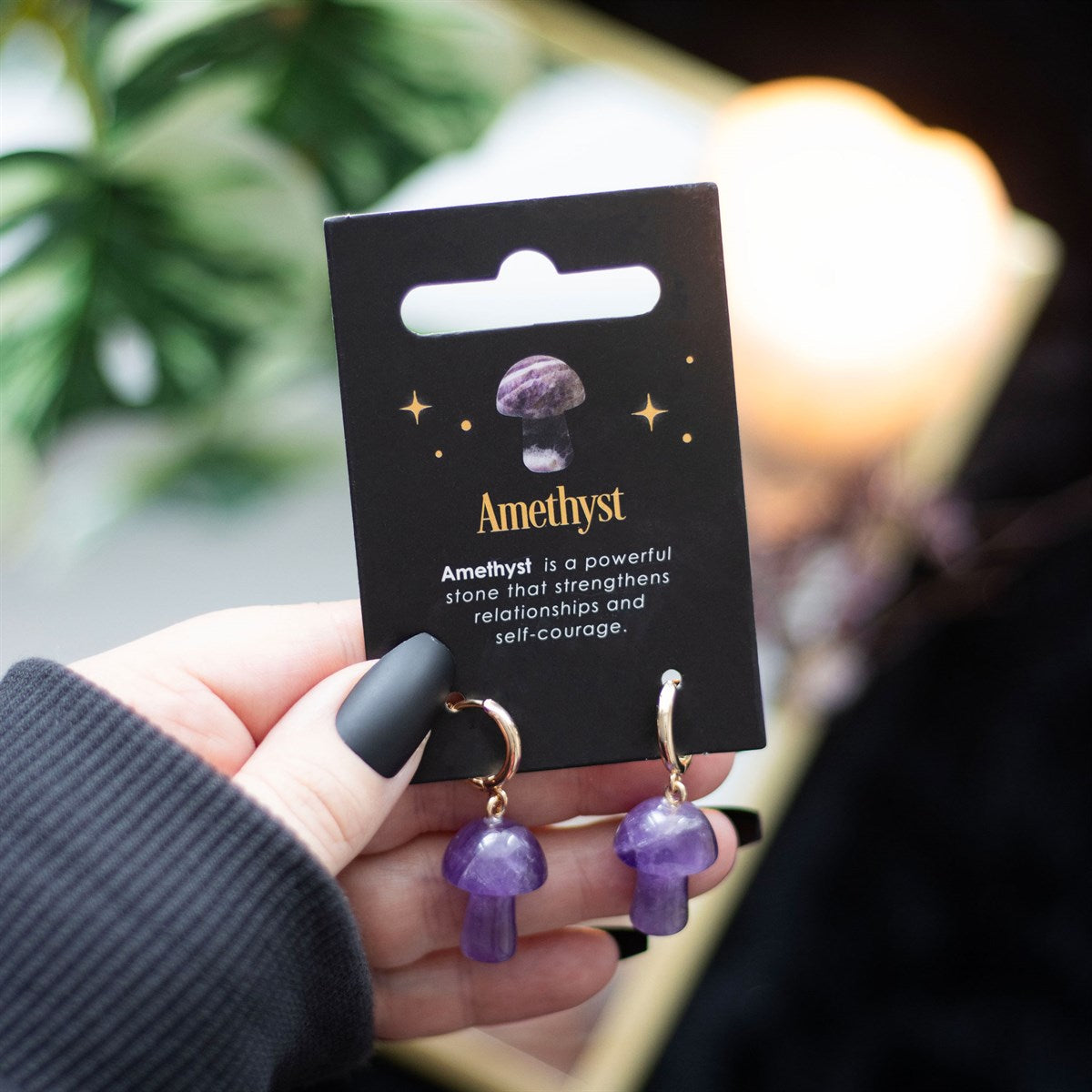 Eleanoras Amethyst Crystal Mushroom Earrings Jewellery