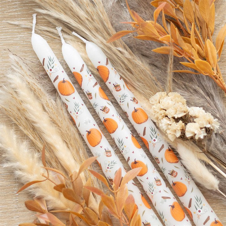 Eleanoras Set of 3 Pumpkin Taper Candles 