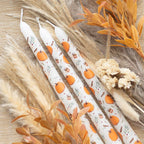 Eleanoras Set of 3 Pumpkin Taper Candles 