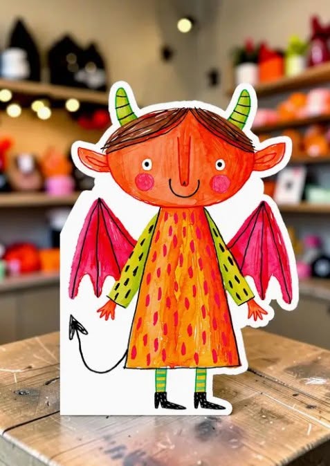 Devil Greeting Card with 2 Gift Tags