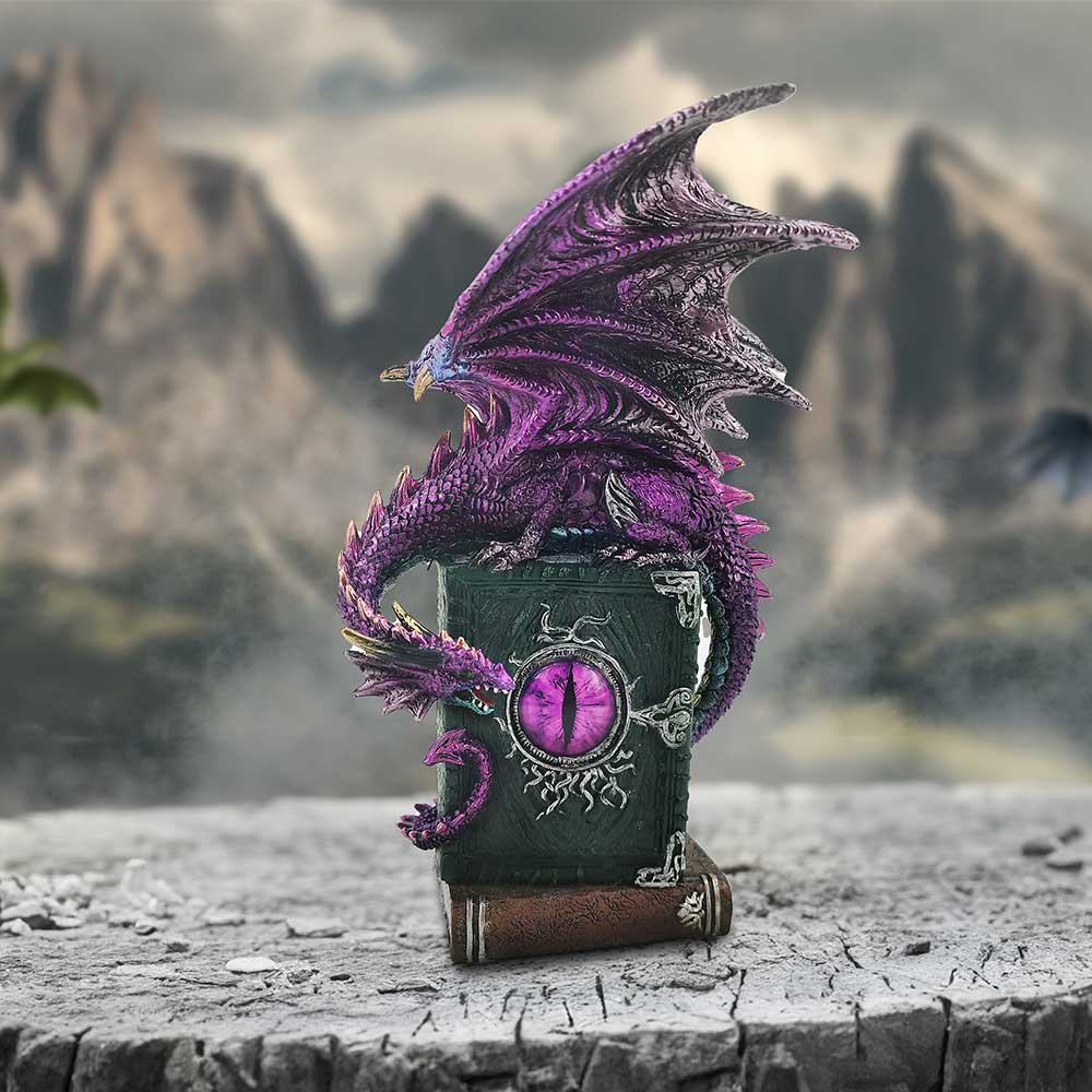 Dragon Fable Purple Dragon on Books Figurine 24cm - Nemesis Now
