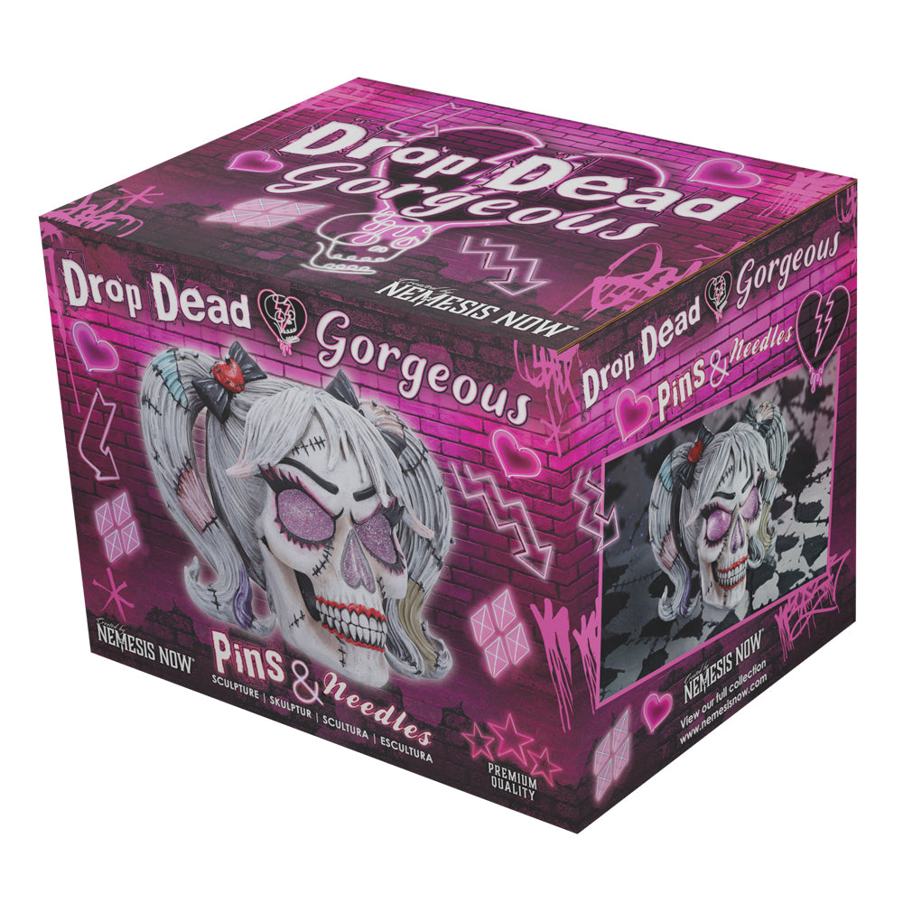 Drop Dead Gorgeous Pins and Needles Frankenstein Doll Skull, 20.5cm