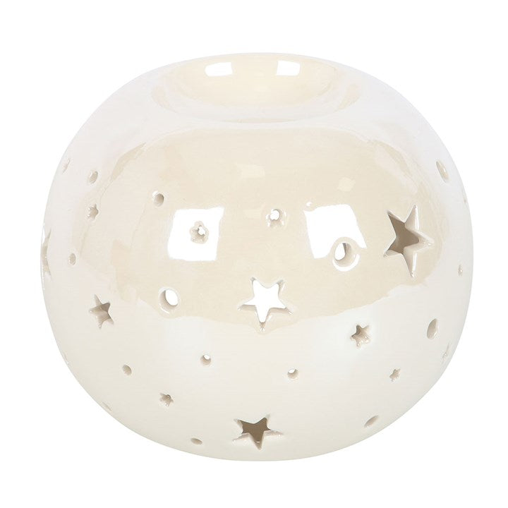 Eleanoras White Iridescent Star Oil Burner & Wax Warmer Oil Burners