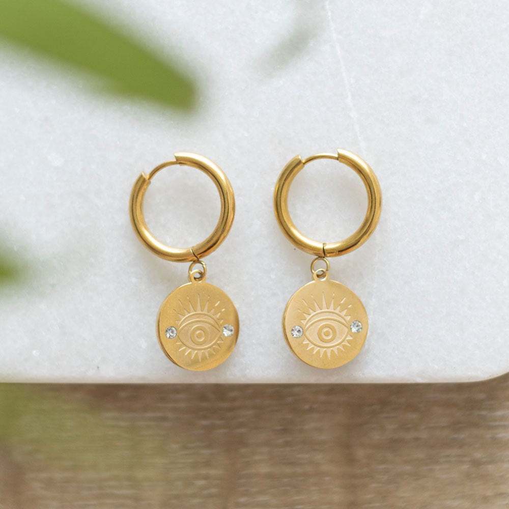 Eleanoras All Seeing Eye Gold Toned Earrings Jewellery
