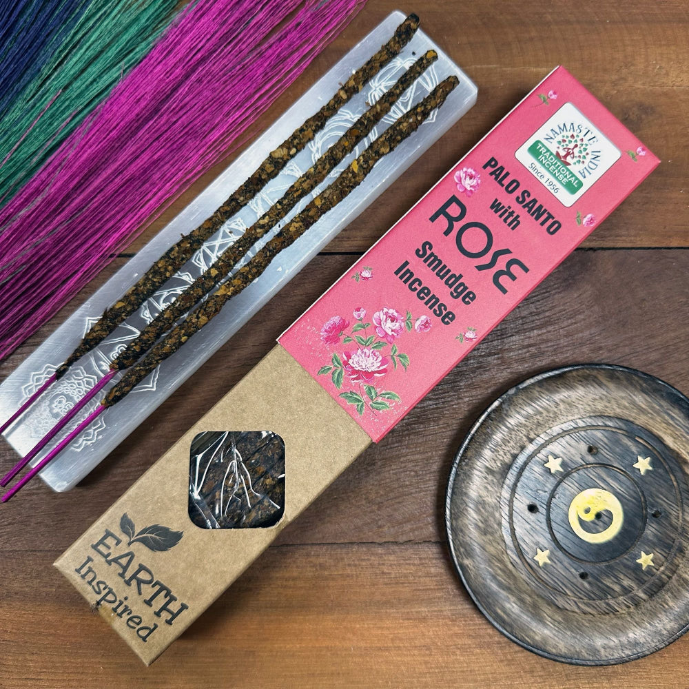 Namaste India Earth Inspired Palo Santo With Rose Smudge Incense