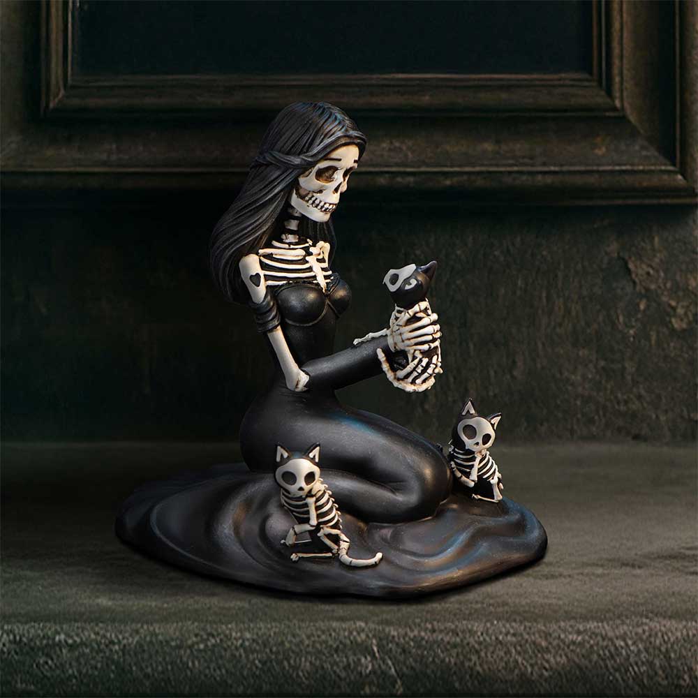 Eternal Affection Skeletal Woman & Cats Figurine