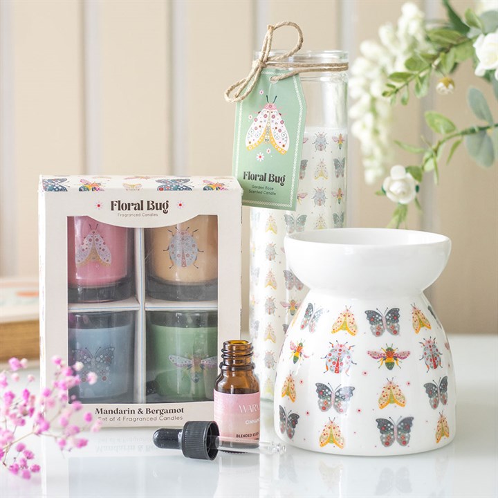 Eleanoras Floral Bug Print Oil Burner and Wax Warmer 