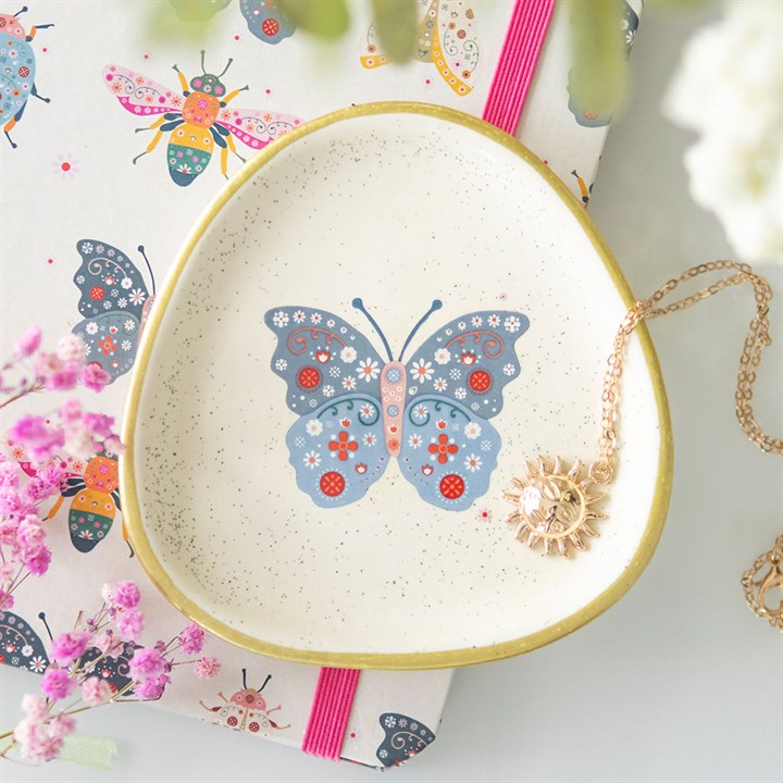 Eleanoras Floral ButterflyTrinket Dish 