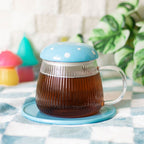 Eleanoras Blue Glass Mushroom Mug & Saucer Mugs