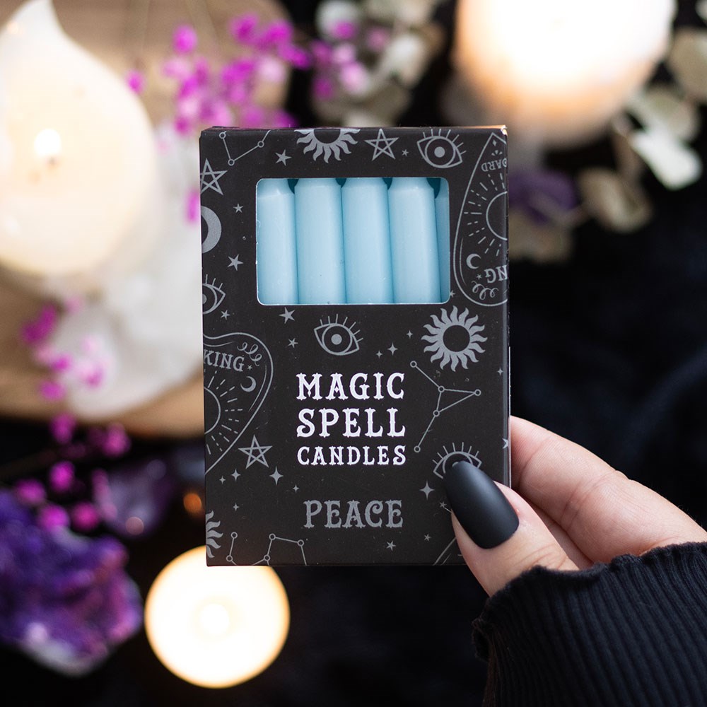 Peace Set Of 12 Light Blue Spell Candles